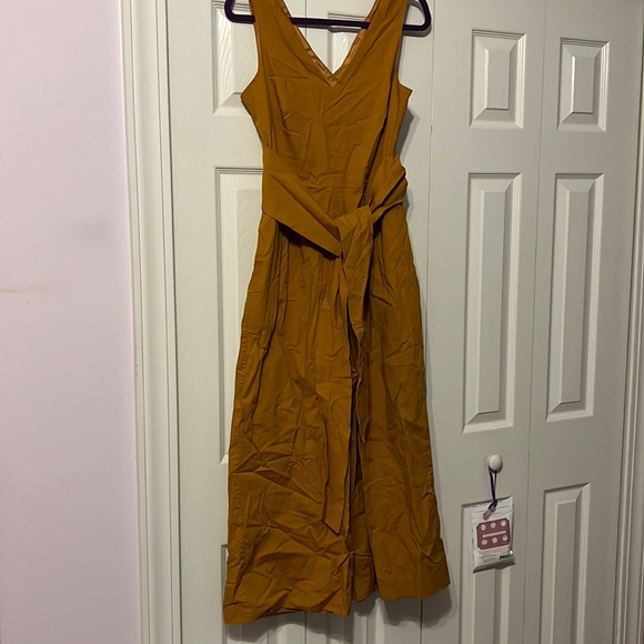 J. Crew Wrap Tie Jumpsuit Yellow Gold Wide Leg - Picture 4 of 5